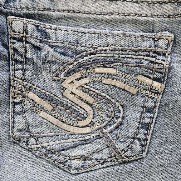 Silver Tuesday Cropped Distressed Light Blue Women's Jeans Size 27 - Picture 13 of 13